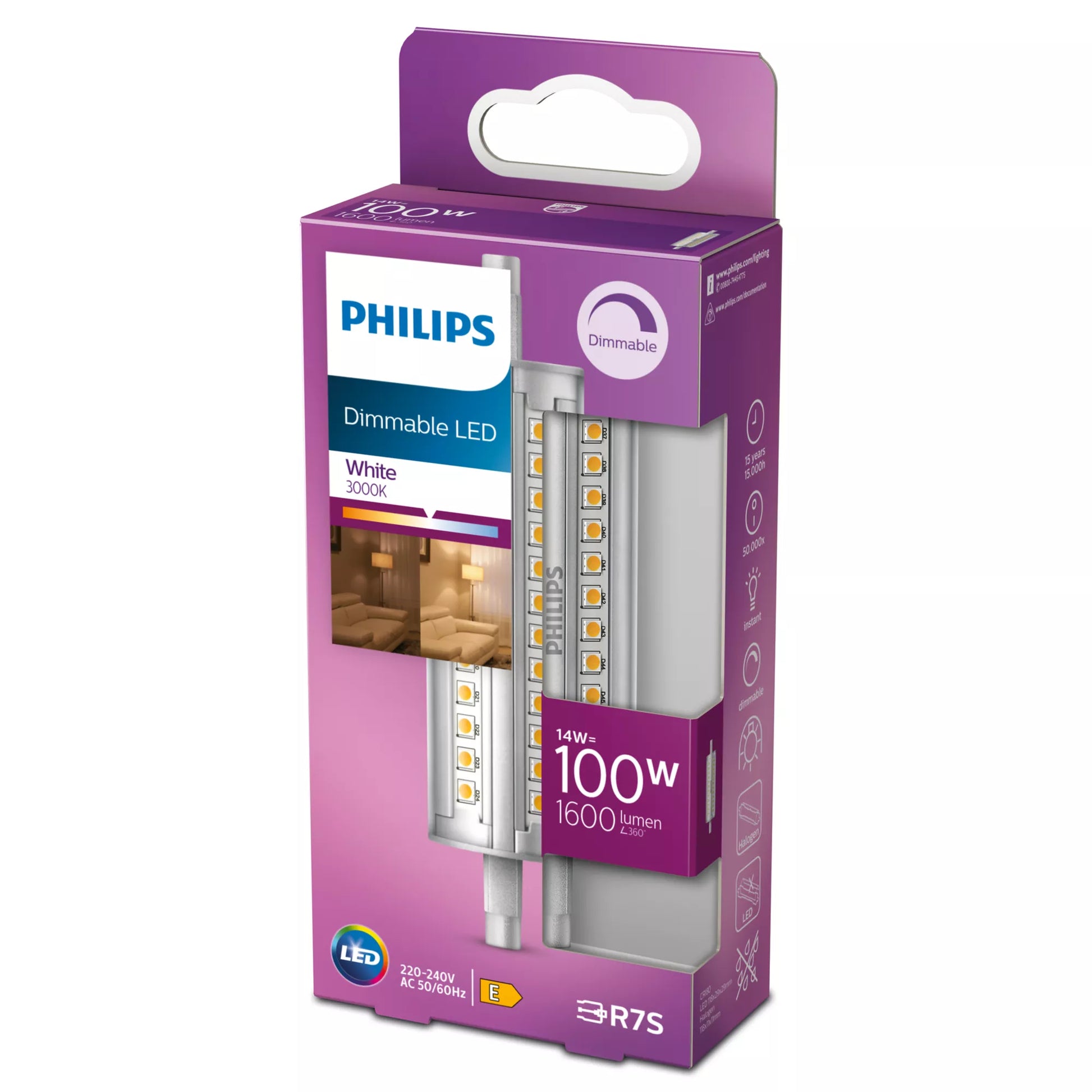 Philips by Signify Philips LED-Leuchtmittel R7S 118 mm – Warmweiss 3000 K, 1600 lm, 14 W – 1 Stk.
