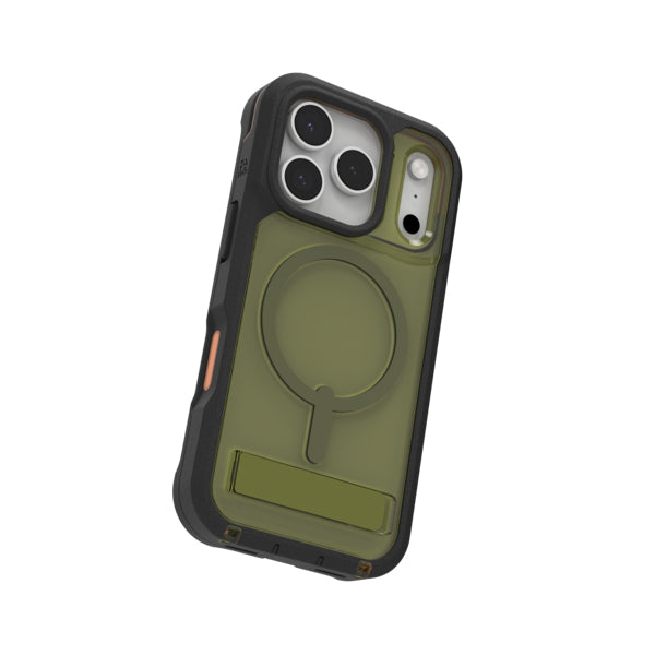 ZAGG Rainier Snap – Backcover – für Apple iPhone 17 Pro, mit Ständer, Graphen, Grün, bis 7 m Sturzsicher