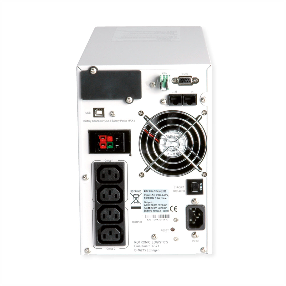 ROLINE ProSecure II 1000 USV 1,0 kVA/700 W Online – Tower – C13×4, Eingang IEC C14 – grau