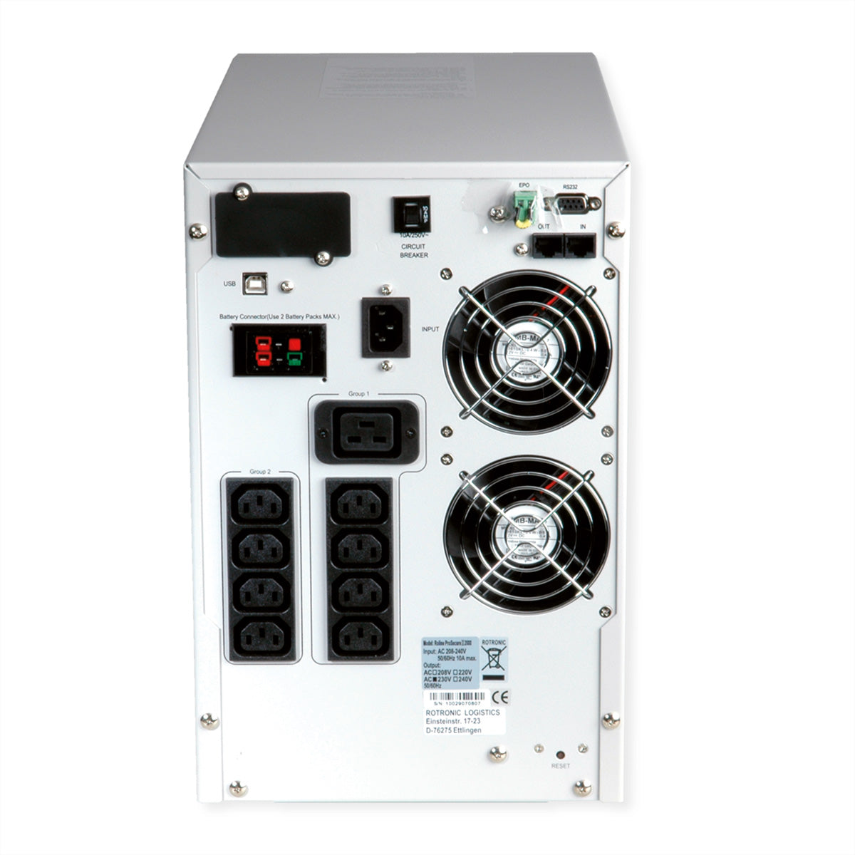 ROLINE ProSecure II 3000 USV 3 kVA/2100 W Online – Tower – C13×8, C19×1, Eingang IEC C20 – grau