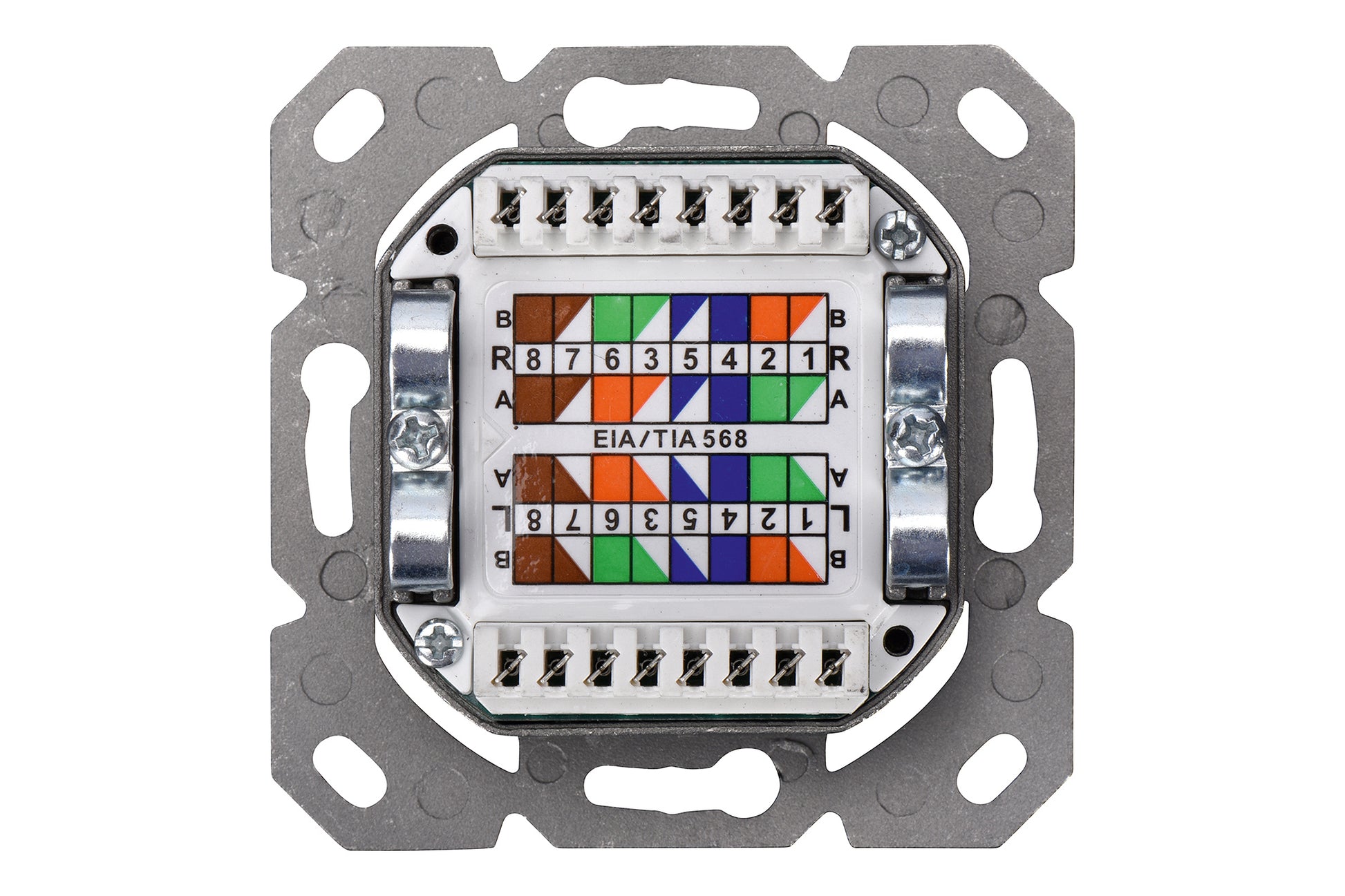 Digitus RJ-45-Kupplung – 2× RJ-45, Cat 6a, geschirmt, Unterputz, 80×80 mm, Weiss