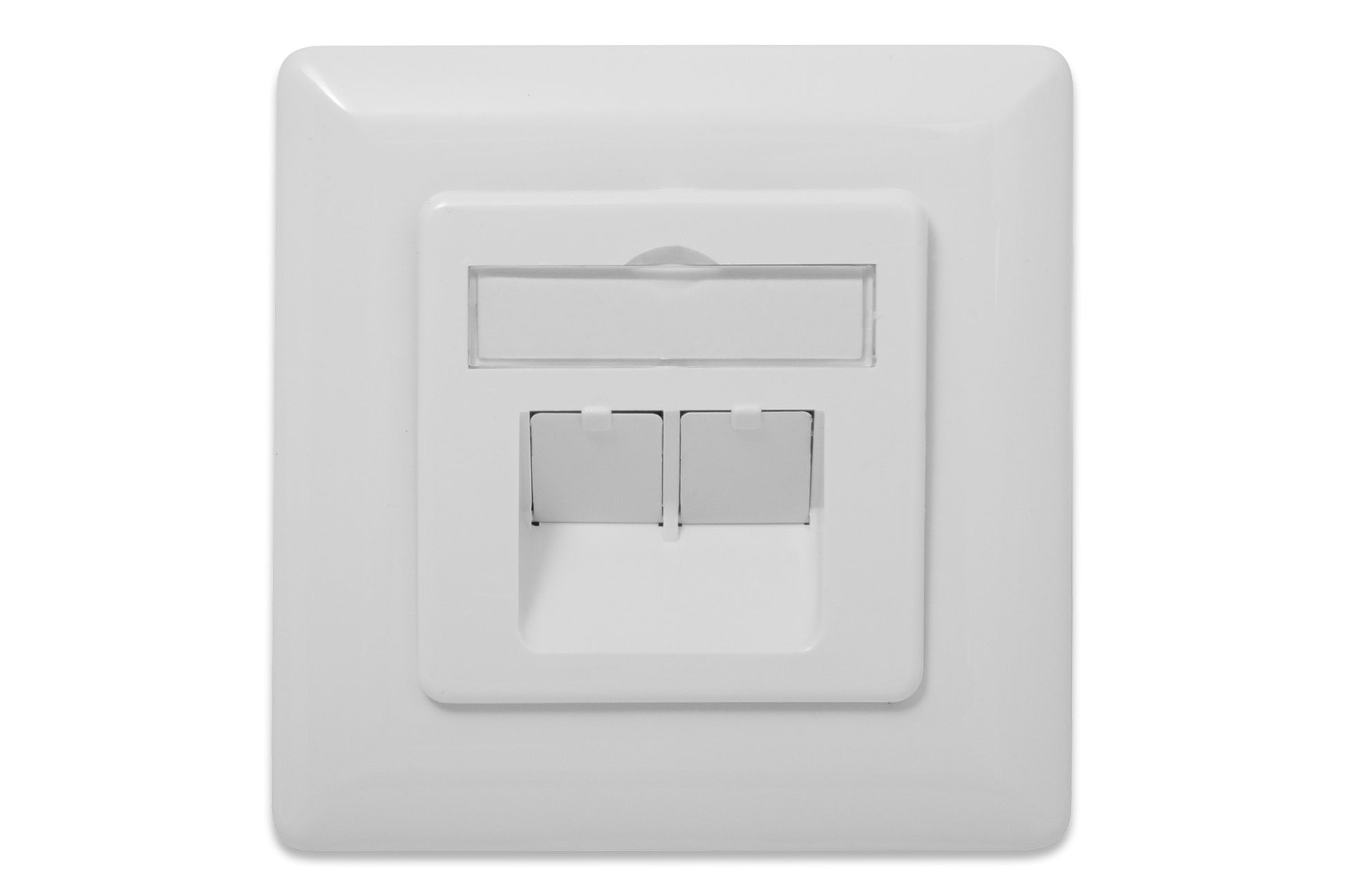 Digitus RJ-45-Kupplung – 2× RJ-45, Cat 6a, geschirmt, Unterputz, 80×80 mm, Weiss