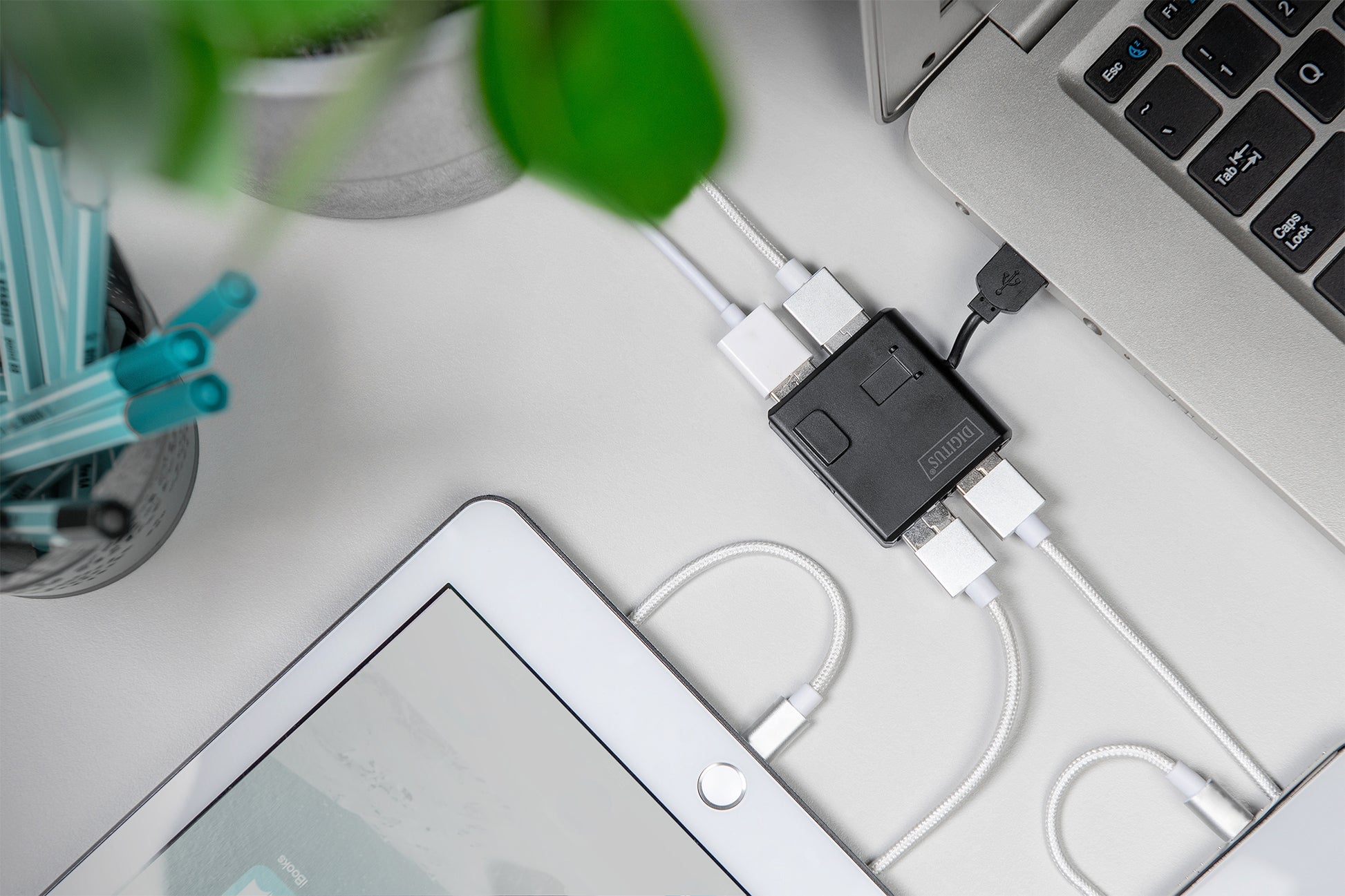 Digitus DA-70217 USB-Hub – USB 2.0, 4× USB-A, für Windows