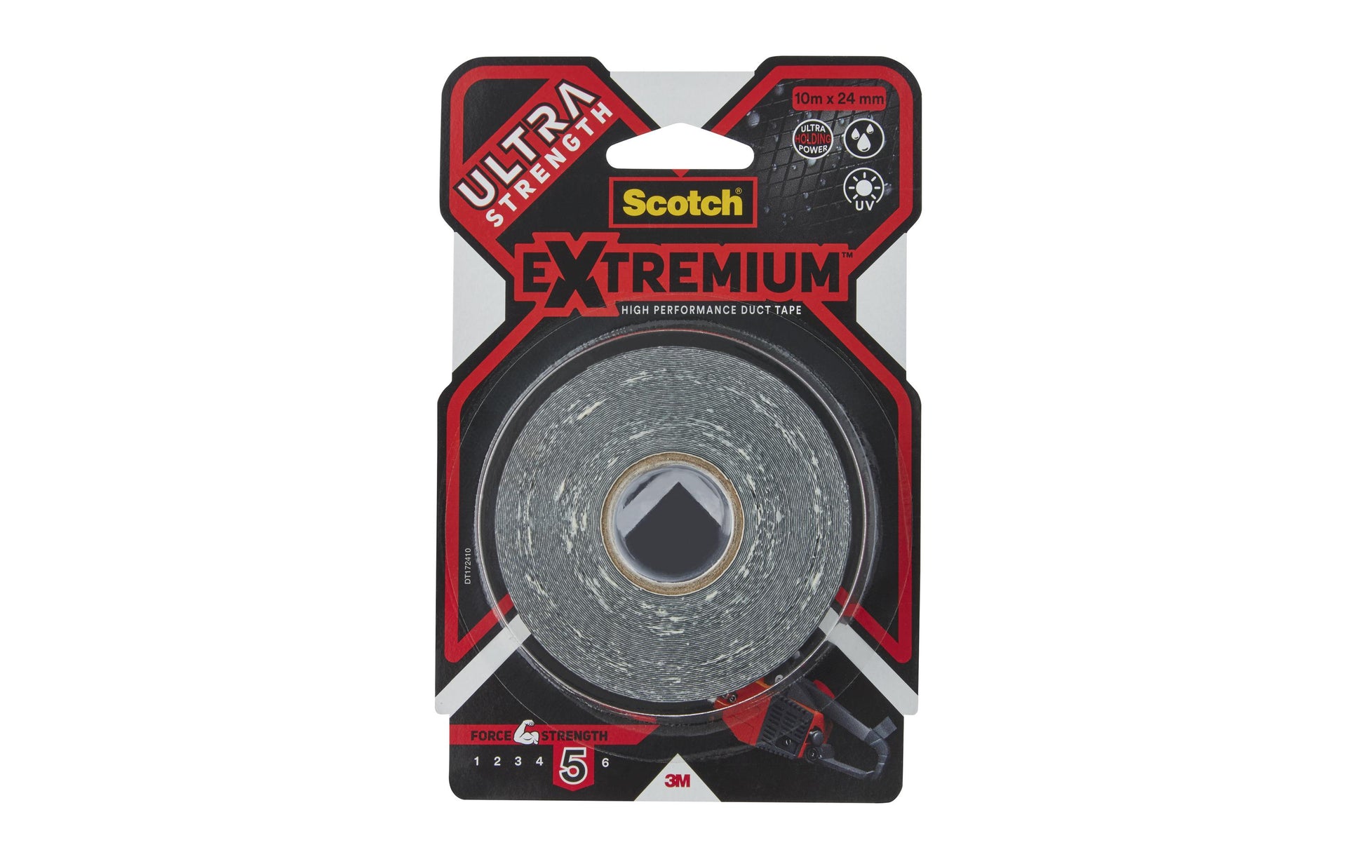 3M Scotch Extremium ULTRA H.P. Gewebeband/Gaffa – 24 mm × 10 m, schwarz, extra stark, wasserfest, UV-beständig