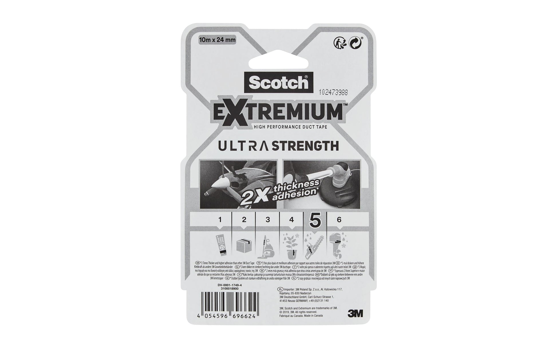 3M Scotch Extremium ULTRA H.P. Gewebeband/Gaffa – 24 mm × 10 m, schwarz, extra stark, wasserfest, UV-beständig