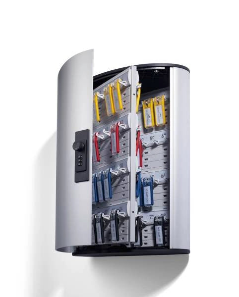 Durable Schlüsselkasten KEY BOX Code 72, 72 Haken, Zahlenschloss, Aluminium, Silber – Wandmontage