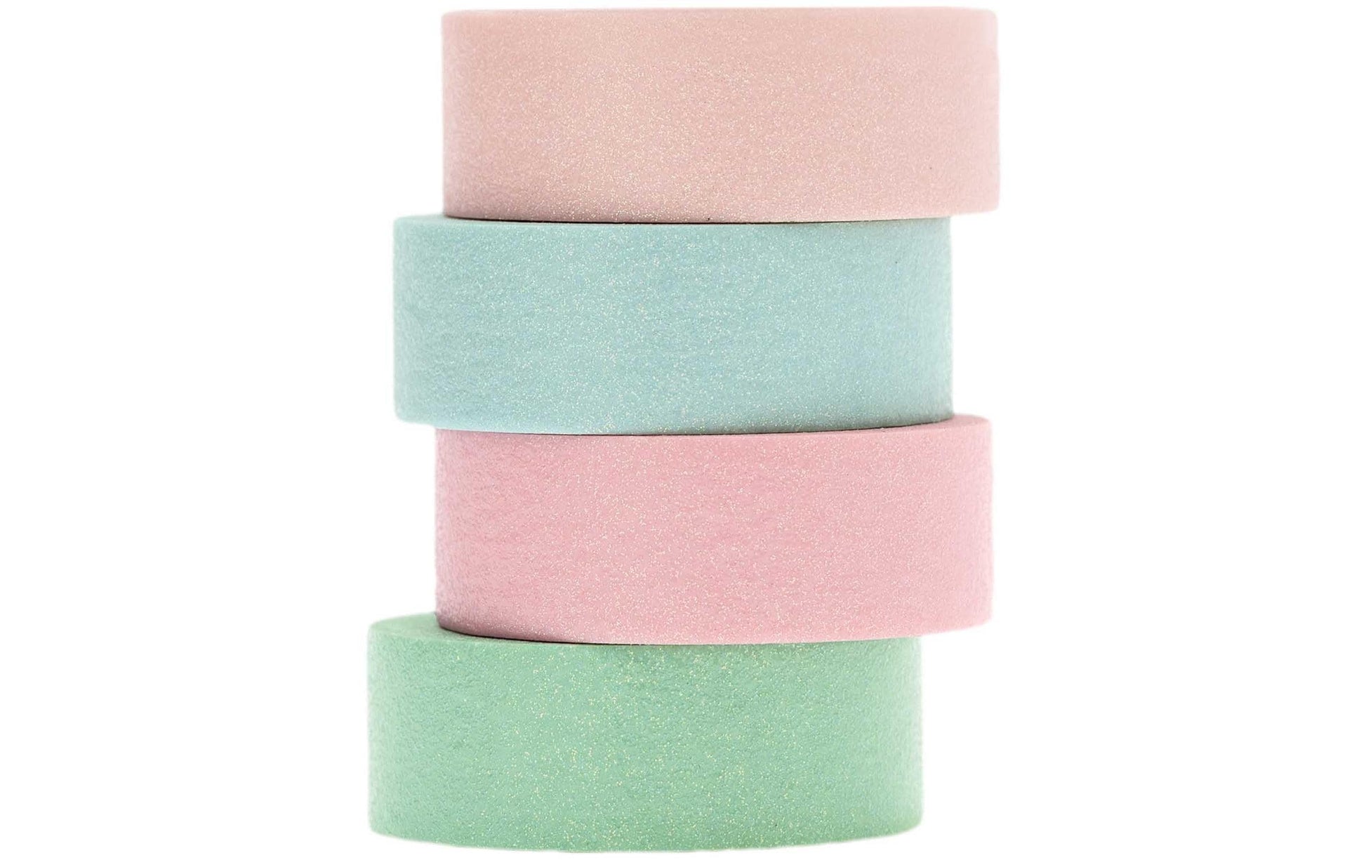 Rico Design Washi Tape – 15 mm × 5 m, mehrfarbig, Papier, Glitzer, wiederablösbar, 4 Rollen