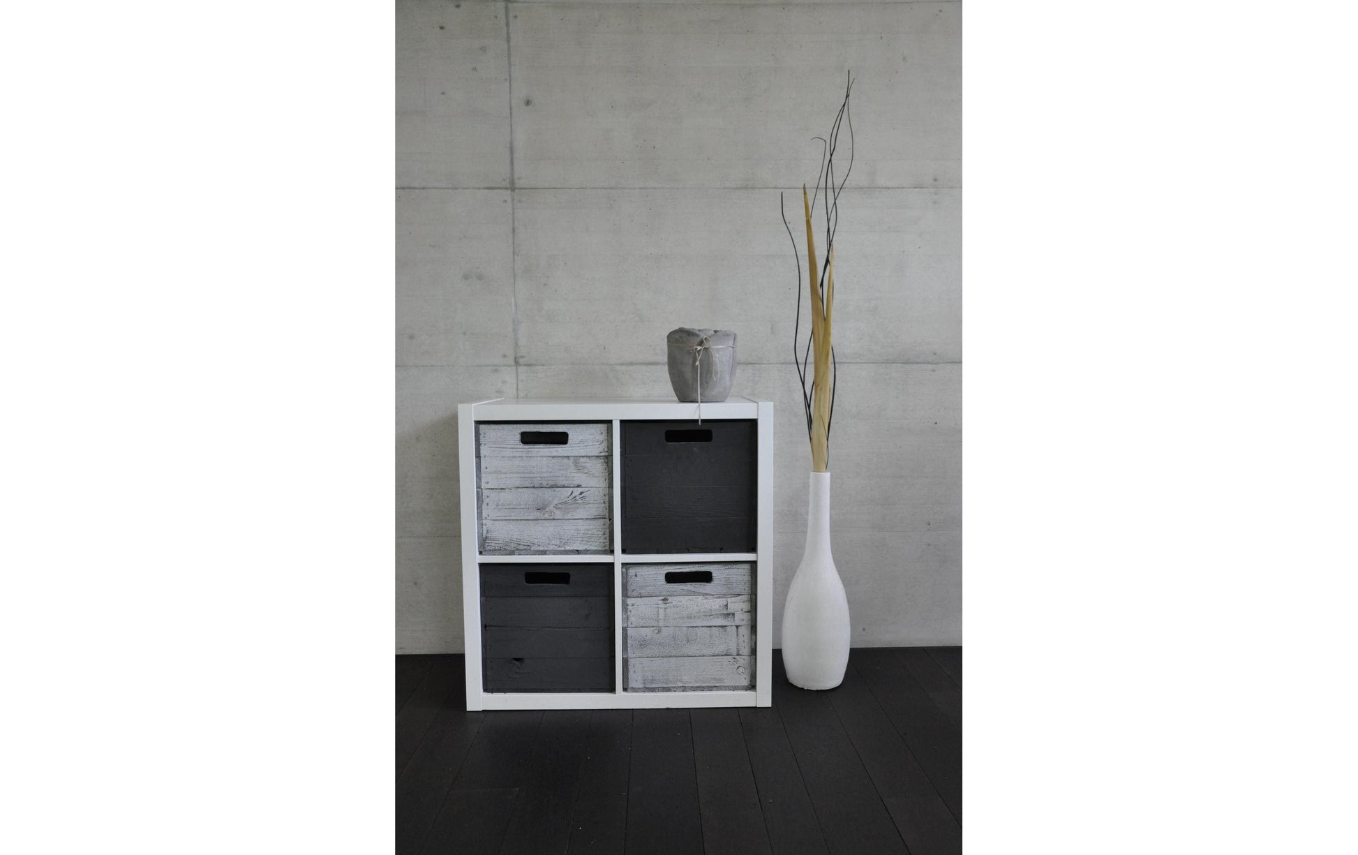 Holz Zollhaus Vintage Aufbewahrungsbox – Holz (Kiefer) – Schwarz – 330 × 330 × 380 mm