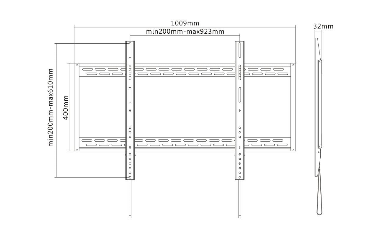 Multibrackets Wandhalterung, fix, für 88", VESA 900×600, bis 100 kg, Querformat, schwarz