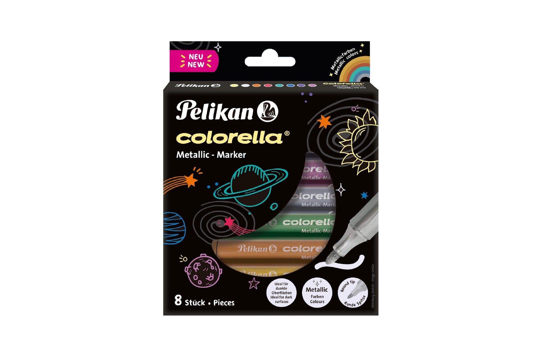 Pelikan Colorella Metallic Filzstifte – Rundspitze, Auswaschbar, 8 Farben