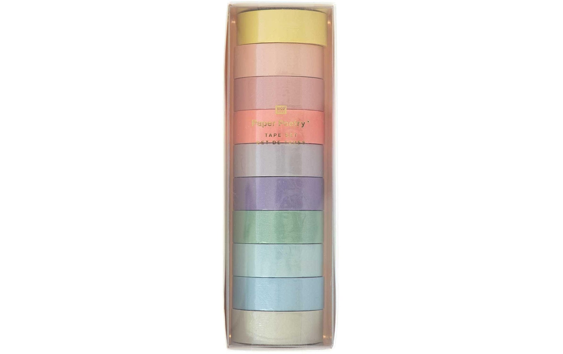 Rico Design Washi Tape – 15 mm × 5 m, mehrfarbig, wiederablösbar, 10 Rollen