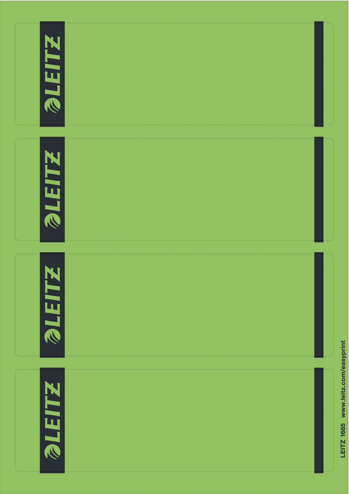 Leitz Ordnerrücken-Etiketten – 61 × 192 mm, grün, A4, 25 Blatt (100 Stk.)