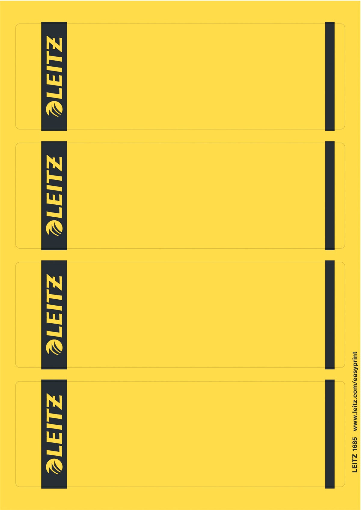 Leitz Ordnerrücken-Etiketten – 61 × 192 mm, permanent, gelb, A4, 25 Blatt (100 Stk.)