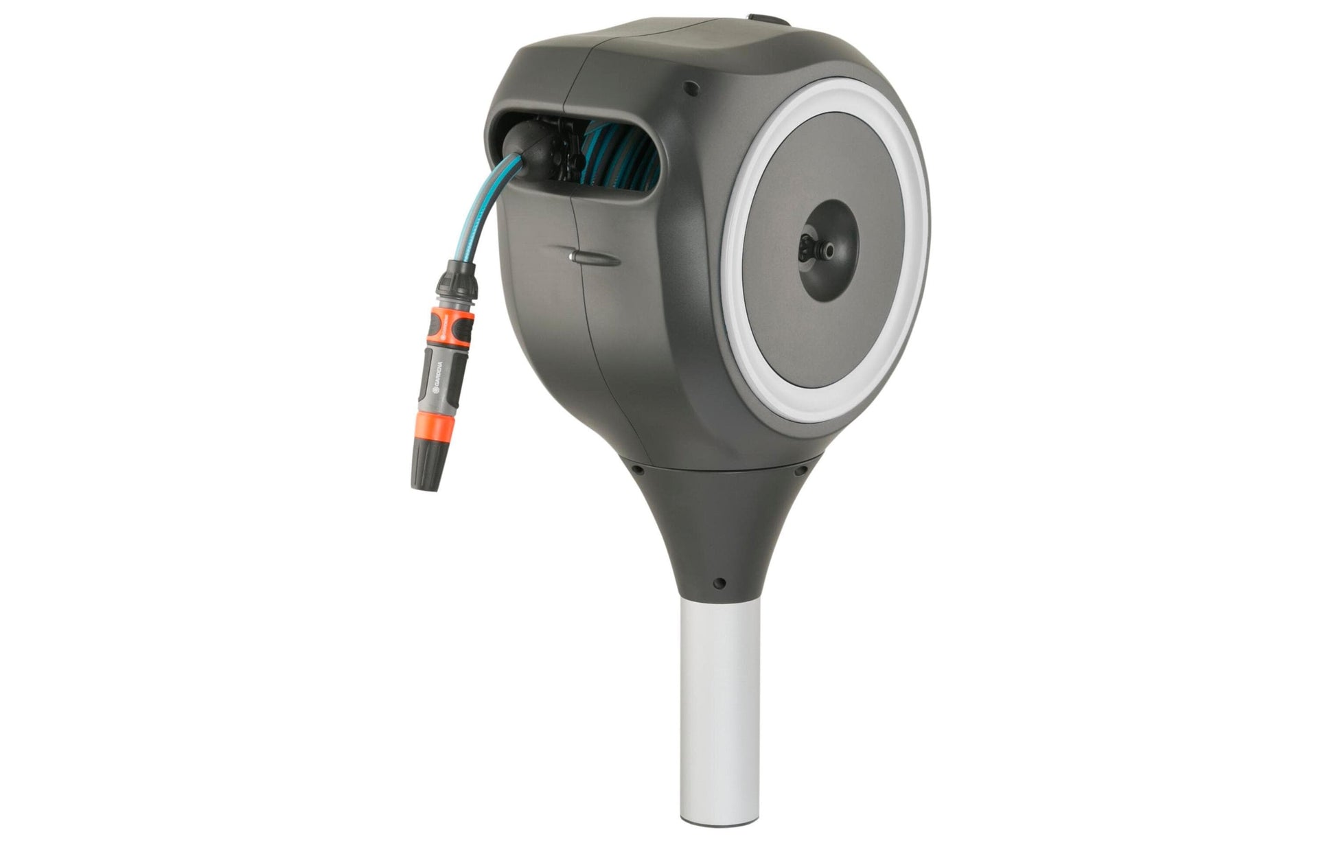 Gardena Schlauchbox 15 m – automatisch, mit Aquastop, wetterfest, mit Schlauch, schwarz/grau