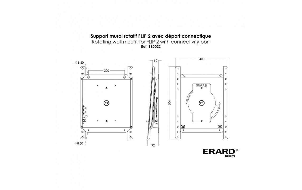 Erard EWH Flip2 – Wandhalterung, neigbar, für 50″, VESA 400×400, bis 50 kg, für Samsung Flip2, weiss