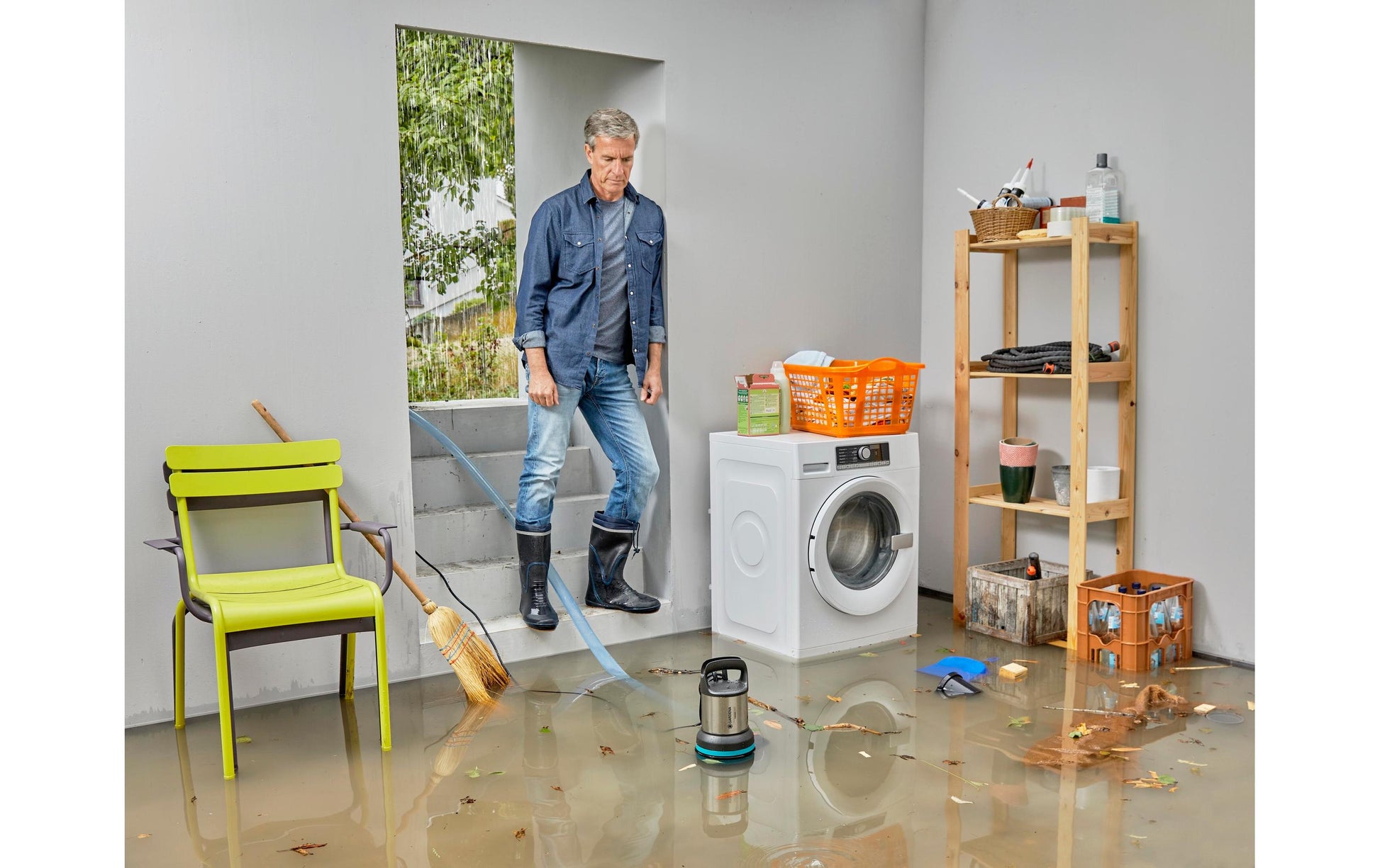 Gardena Schmutzwasser-Pumpe – 16000 l/h, 450 W, 230 V, Förderhöhe 7 m, Netzbetrieb