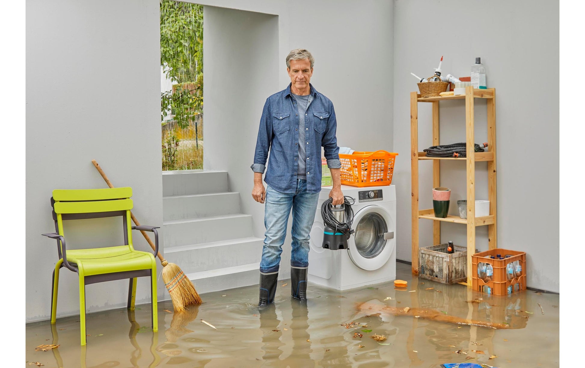 Gardena Schmutzwasser-Pumpe – 16000 l/h, 450 W, 230 V, Förderhöhe 7 m, Netzbetrieb