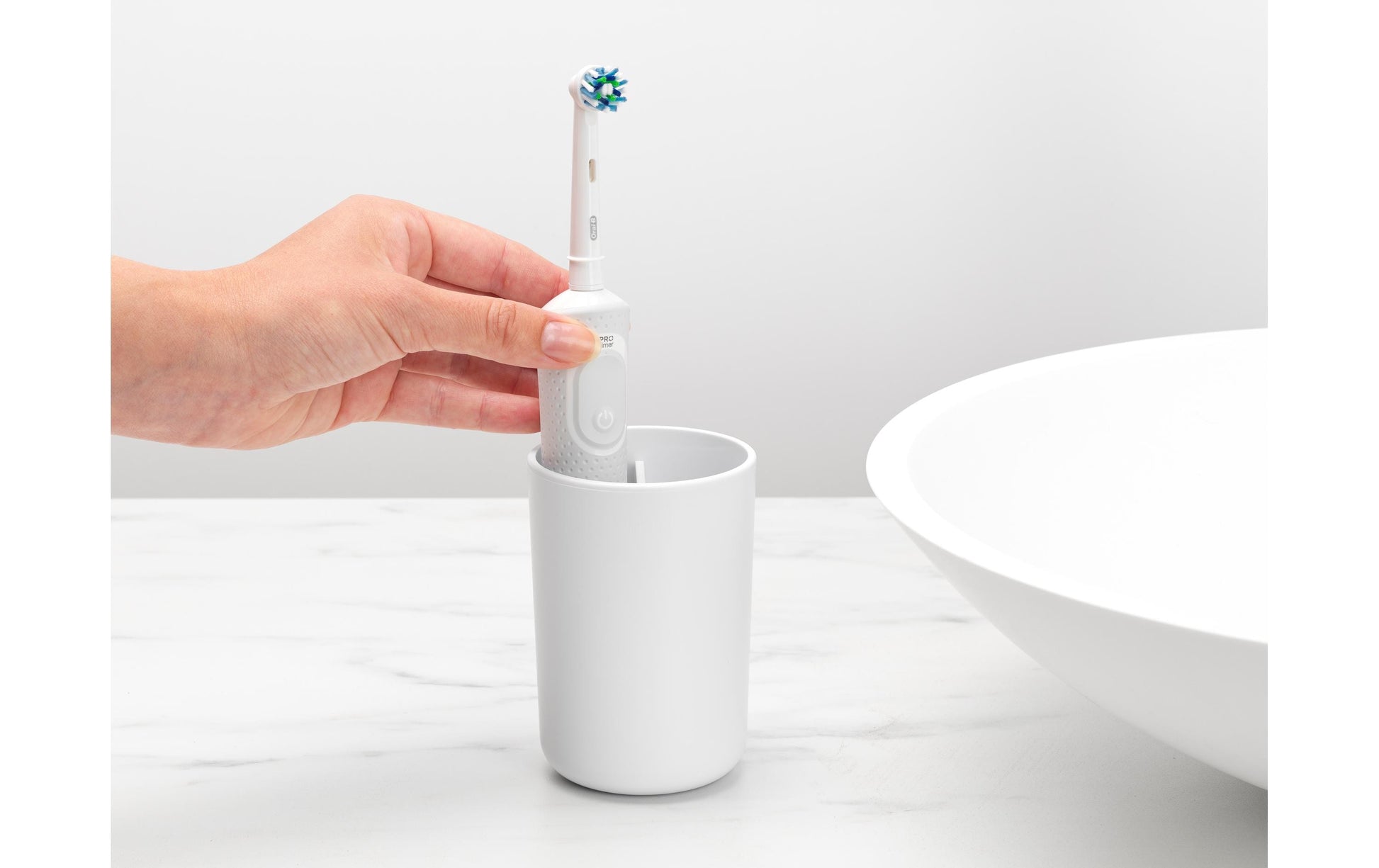 Brabantia Zahnbürstenhalter ReNew – 7,6×7,6×11 cm, Kunststoff, Weiss