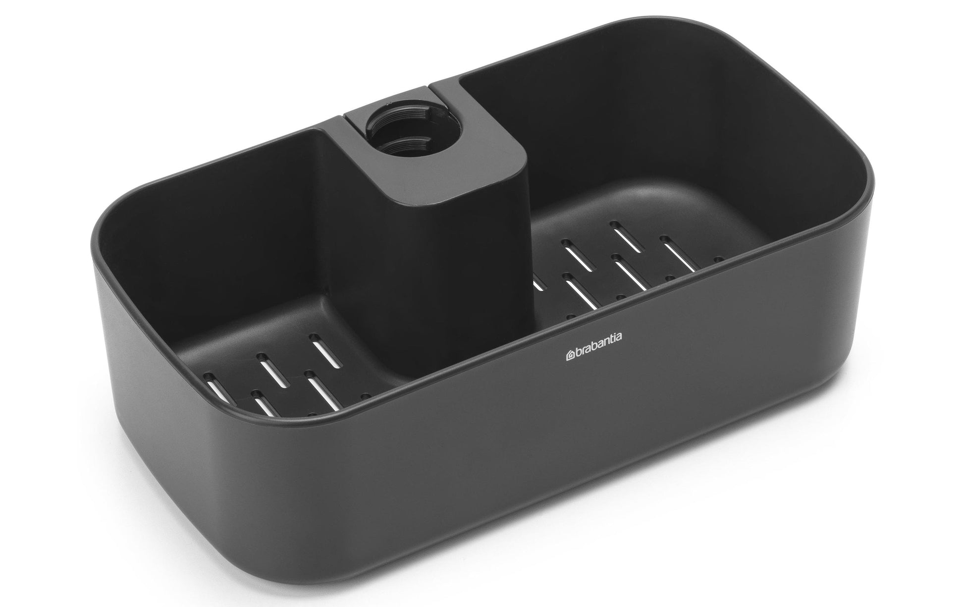 Brabantia Seifenhalter (Wand) – Kunststoff, Klemmen, 24,4×24,4×7,5 cm, Schwarz
