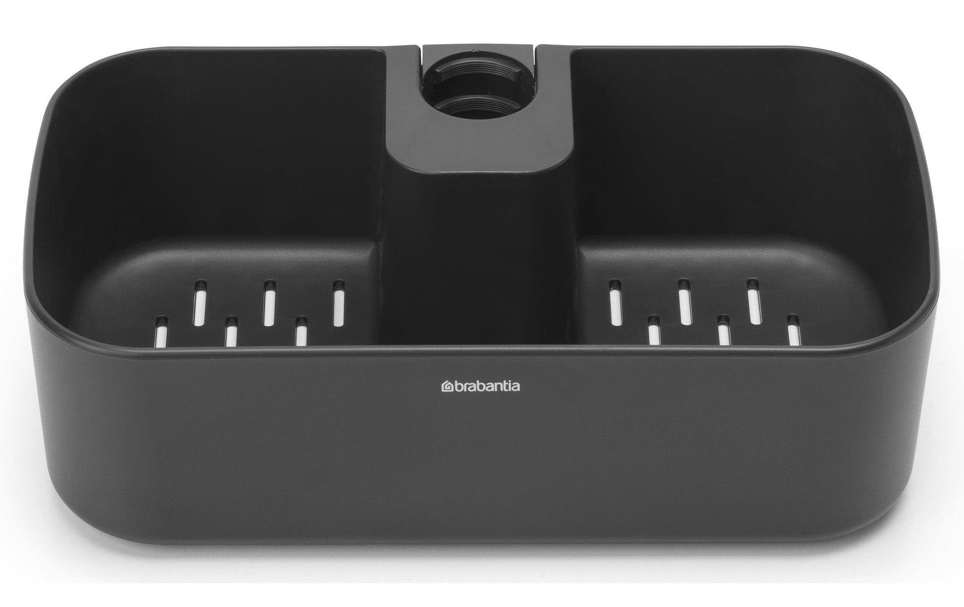 Brabantia Seifenhalter (Wand) – Kunststoff, Klemmen, 24,4×24,4×7,5 cm, Schwarz