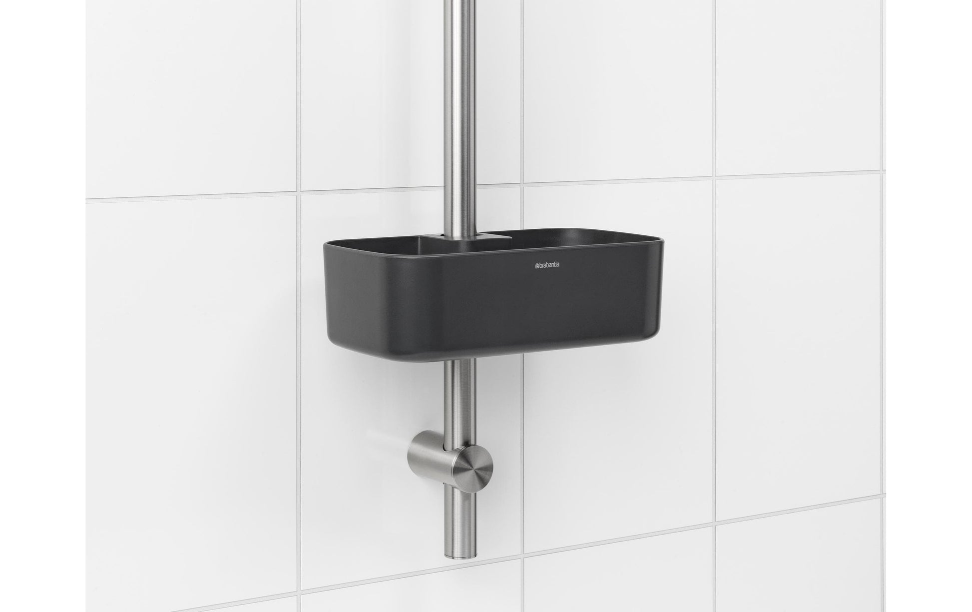 Brabantia Seifenhalter (Wand) – Kunststoff, Klemmen, 24,4×24,4×7,5 cm, Schwarz