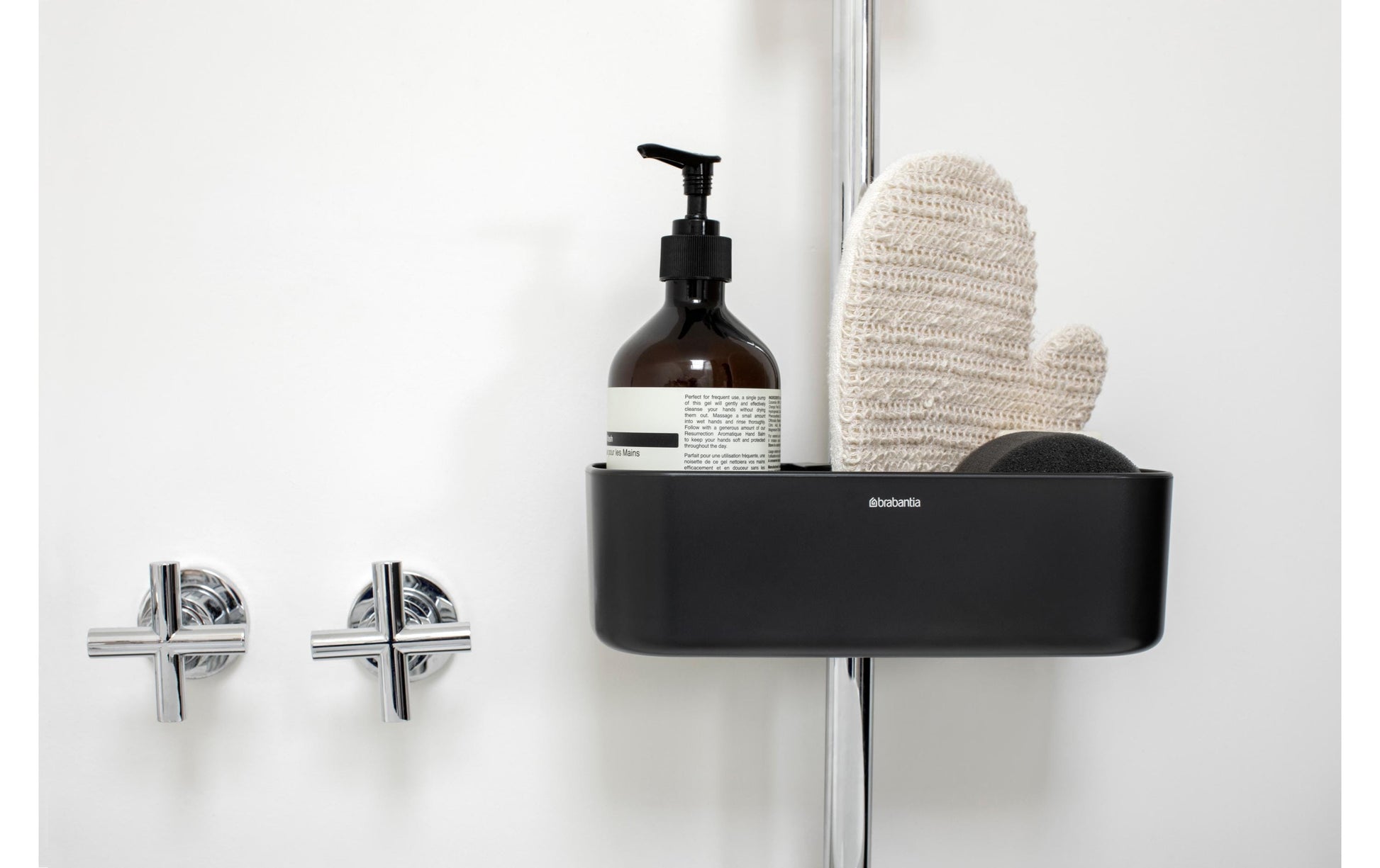 Brabantia Seifenhalter (Wand) – Kunststoff, Klemmen, 24,4×24,4×7,5 cm, Schwarz