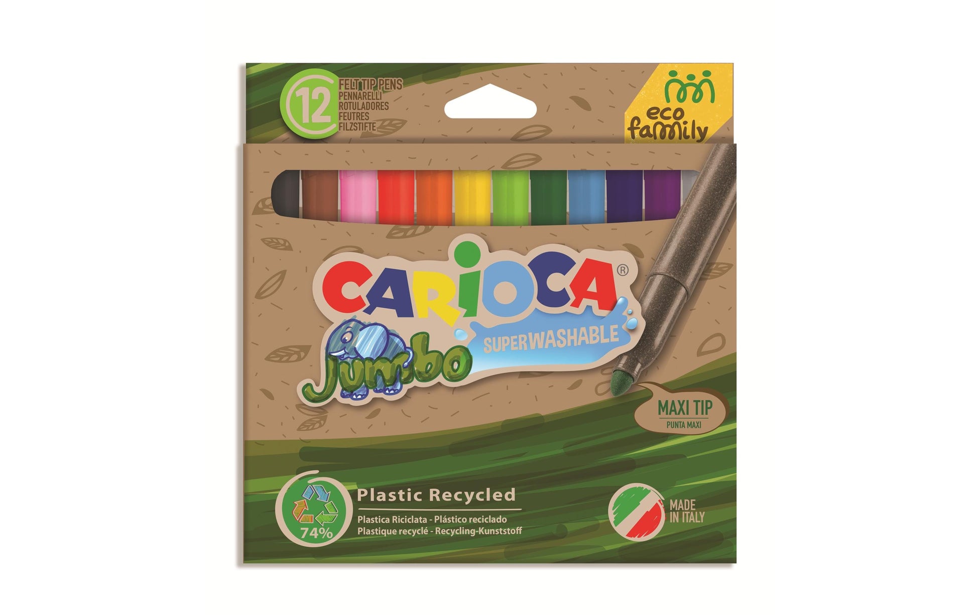 Carioca Jumbo Eco Filzstifte – Rundspitze, 6 mm, 12 Farben