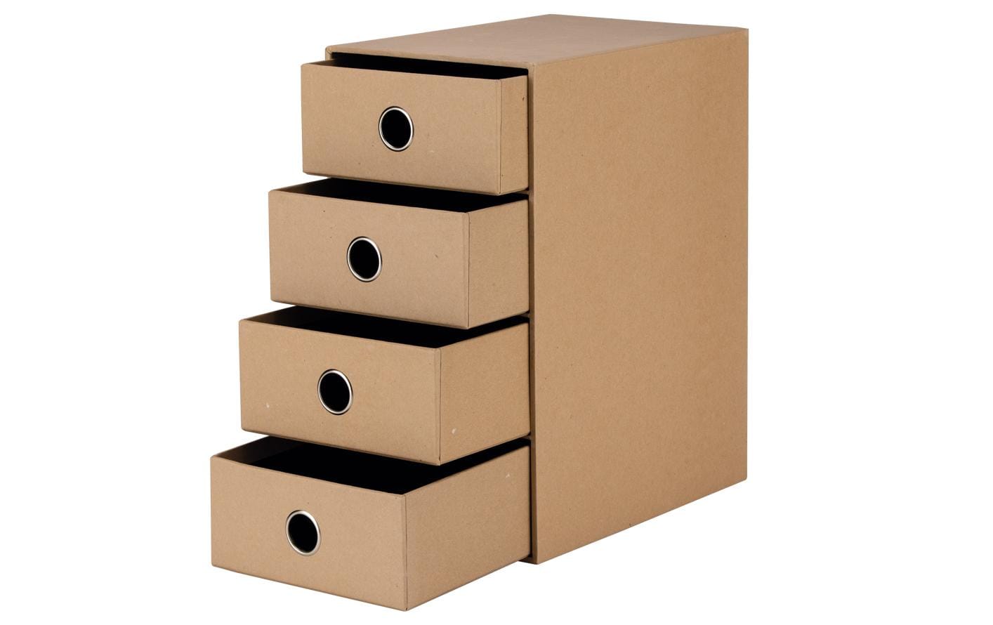Rössler S.O.H.O. Schubladenelement – 4 Schubladen, für A5, braun, Karton, B 250 × H 320 × T 175 mm, 1 Stück