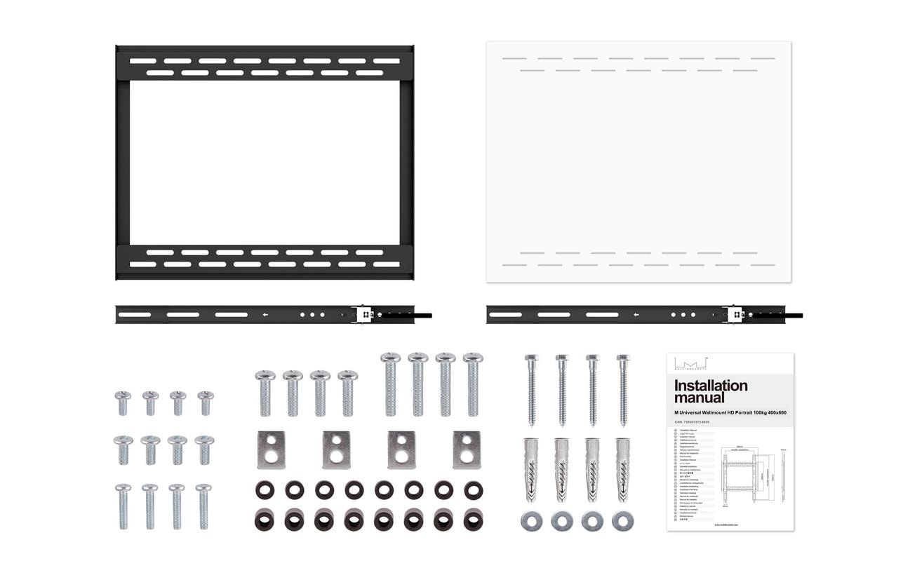Multibrackets 8830 – Wandhalterung, fix, bis 100", VESA 200×200–400×600, bis 100 kg, Hochformat, schwarz