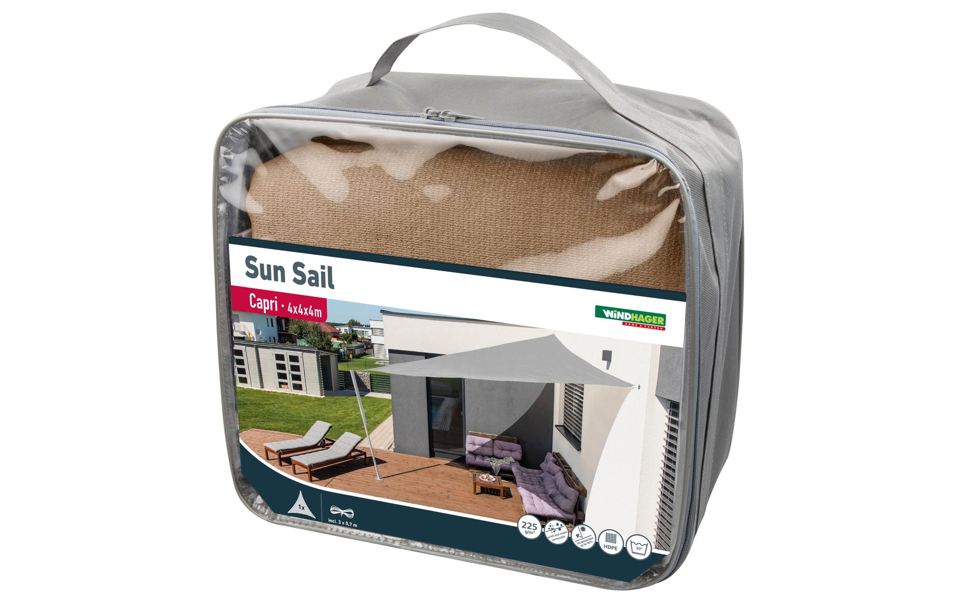 Windhager Schilf Sonnensegel – dreieckig, 400 × 400 cm – beige