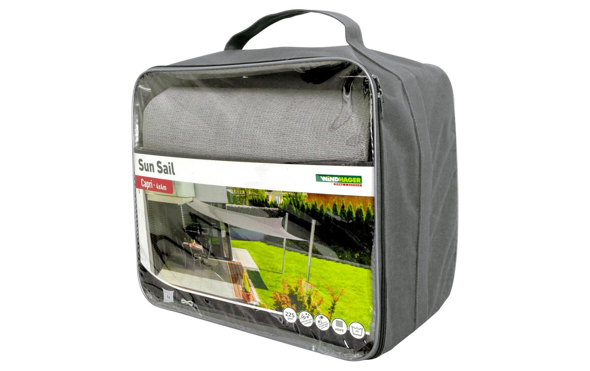 Windhager Sonnensegel CAPRI Quadrat – 400 × 400 cm, Grau