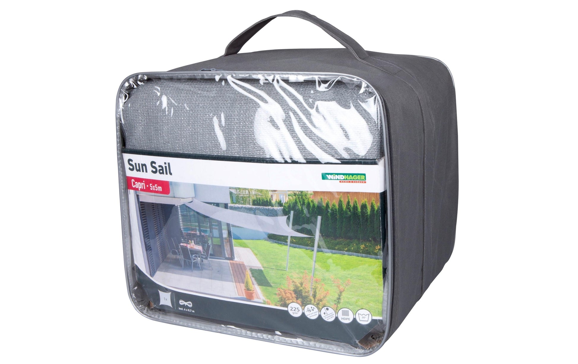 Windhager Sonnensegel CAPRI – 500 × 500 cm, Grau