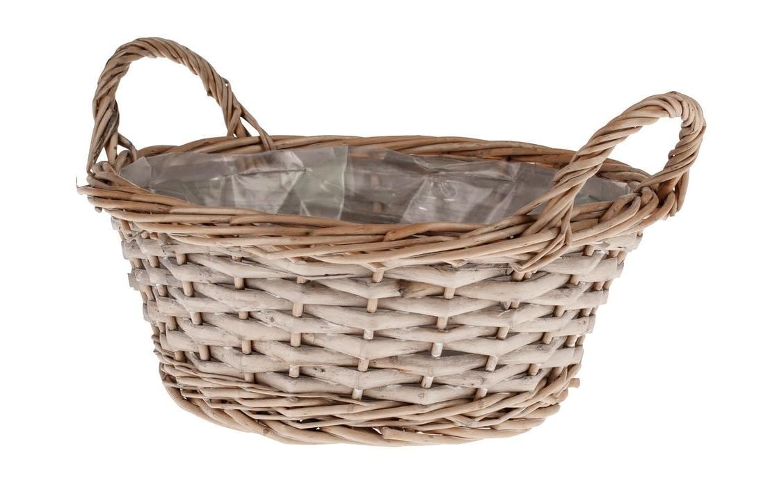 Opiflor Korb – Ø 25 × 10,5 cm – Weide, grau