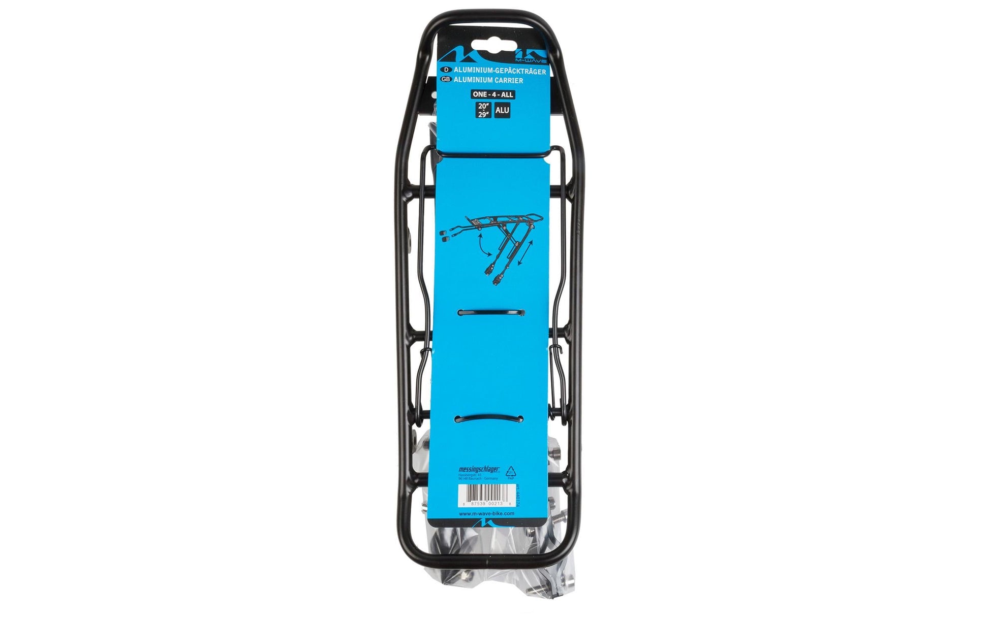 M-Wave Fahrradhalter – mit Reflektorhalter – für Raddurchmesser 20–29″, bis 25 kg – Schwarz, Aluminium