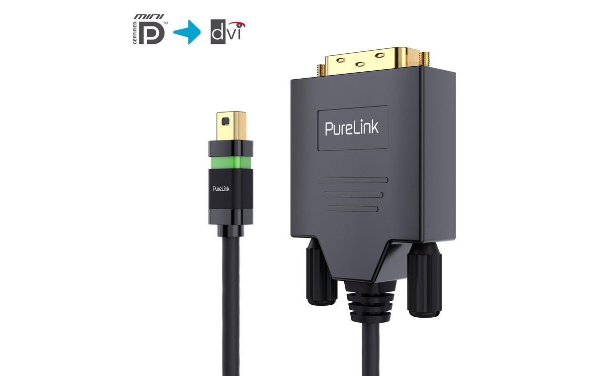 PureLink Mini DisplayPort auf DVI-D Adapter, DP 1.2, 1920 × 1200, 2 m, vergoldet