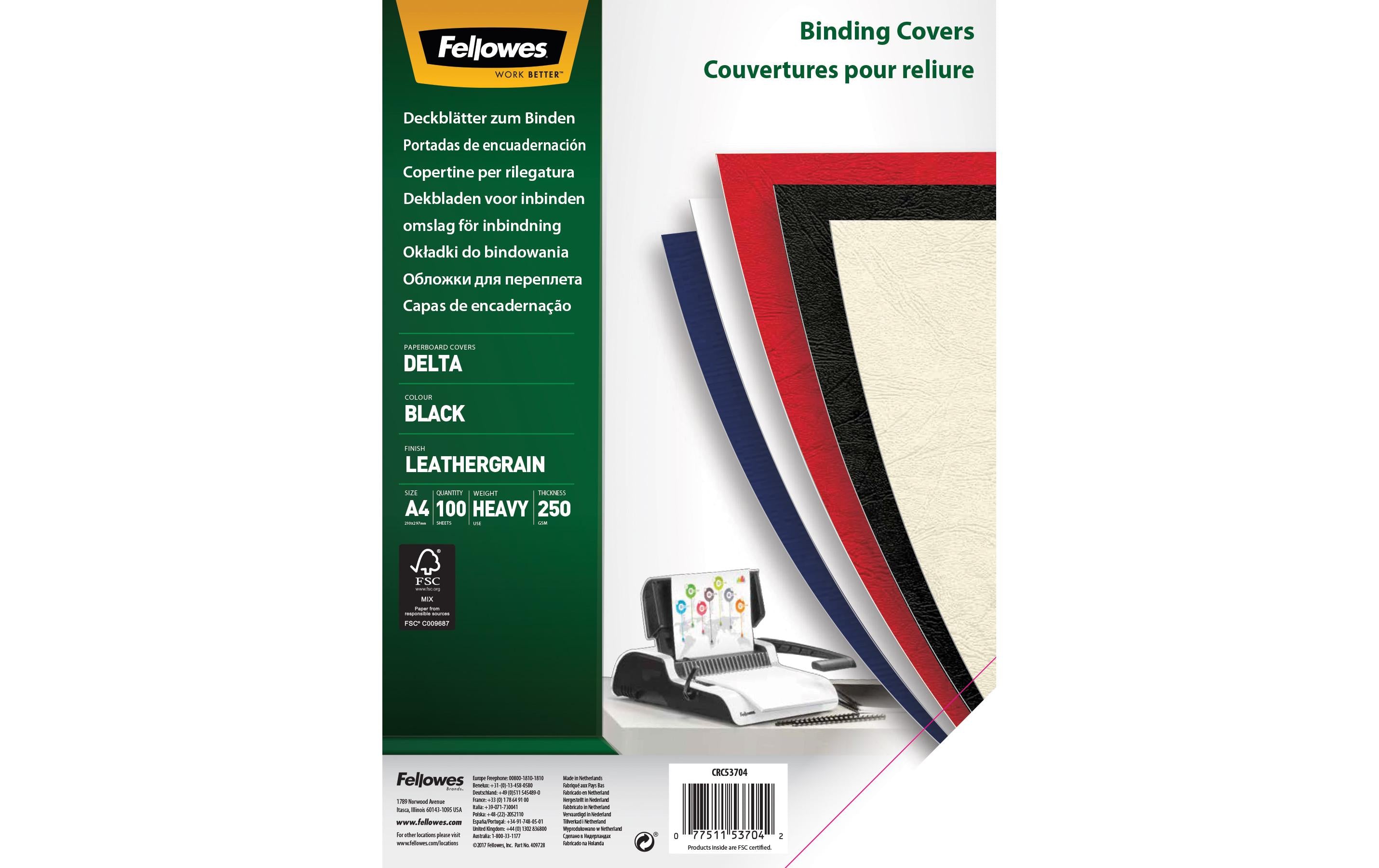 Fellowes Delta – Deckblatt Rückseite, 250 g/m²