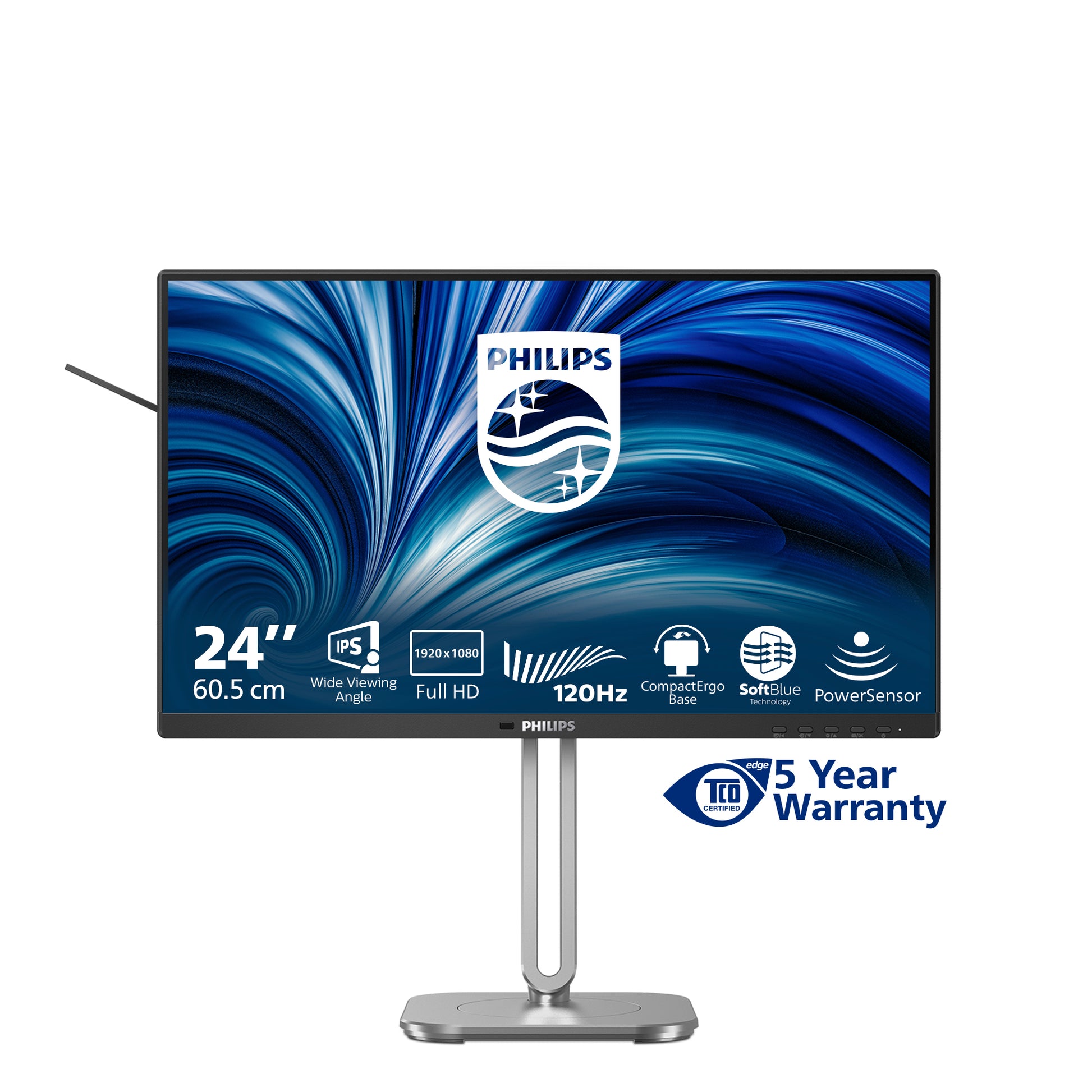 Philips 24B2N4200/00 – Monitor, 23,8", 120 Hz, 300 cd/m², Integrierte Lautsprecher, USB-Hub, Adaptive Sync, Grau