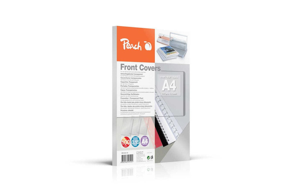 Peach Einbandfolie – A4 – 150 µm, transparent – 100 Stk.