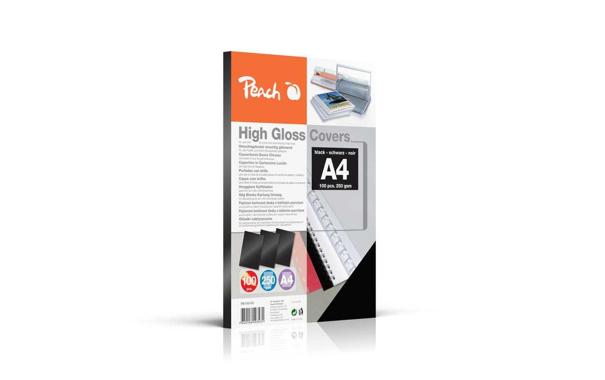 Peach Umschlagdeckel – A4 – 250 g/m², schwarz – 100 Stk.