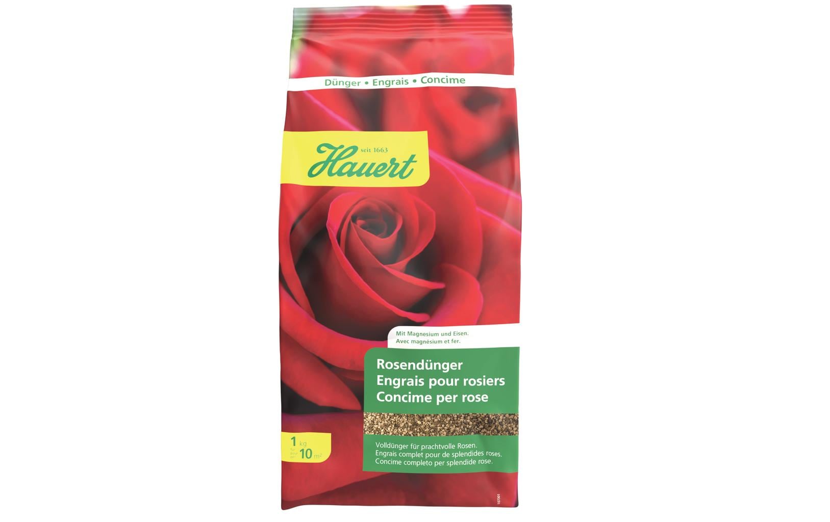 Hauert Mehrnährstoffdünger, Rosendünger, 1 kg, Granulat – für Rosen – 1 Tasche
