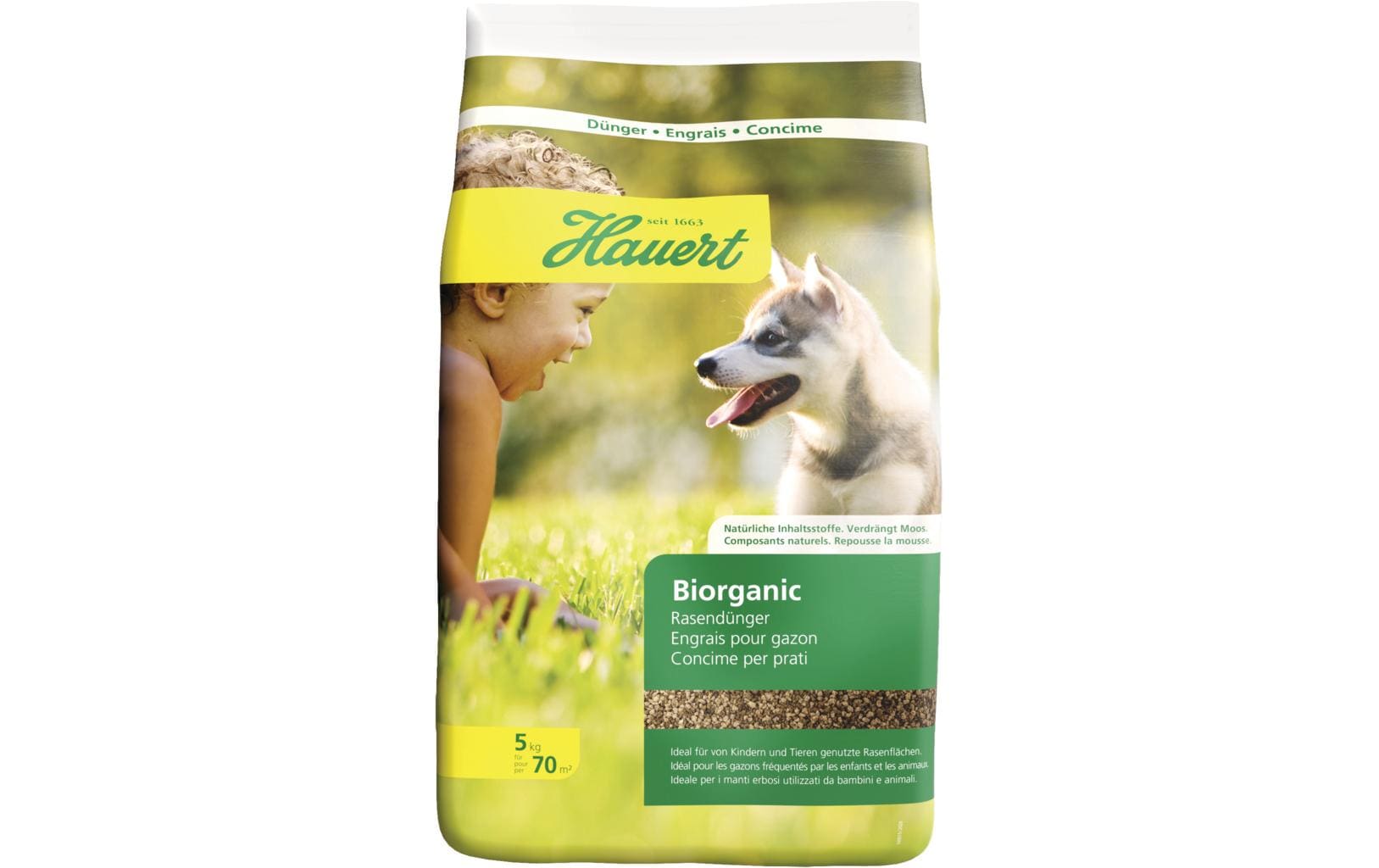Hauert Einzelnährstoffdünger, Granulat, organisch – für Rasen – 5 kg, 1 Tasche