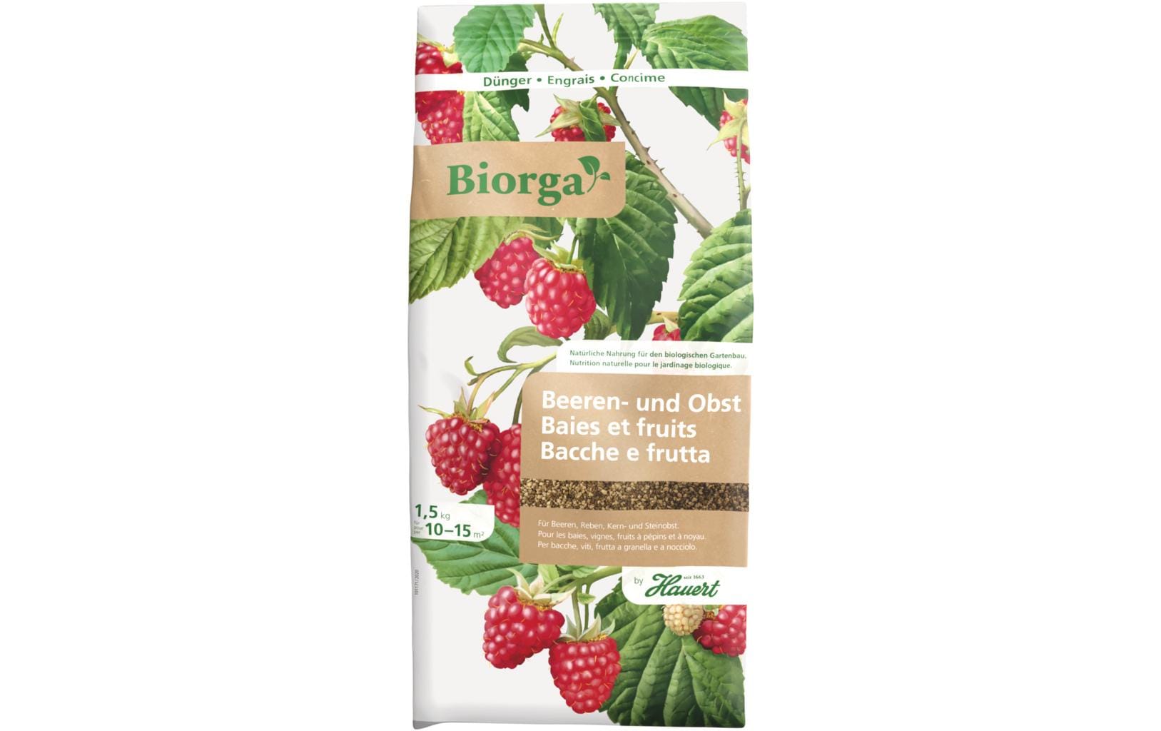 Hauert Mehrnährstoffdünger, BIORGA, 1,5 kg, Granulat, Bio – für Beeren, Obst – 1 Tasche