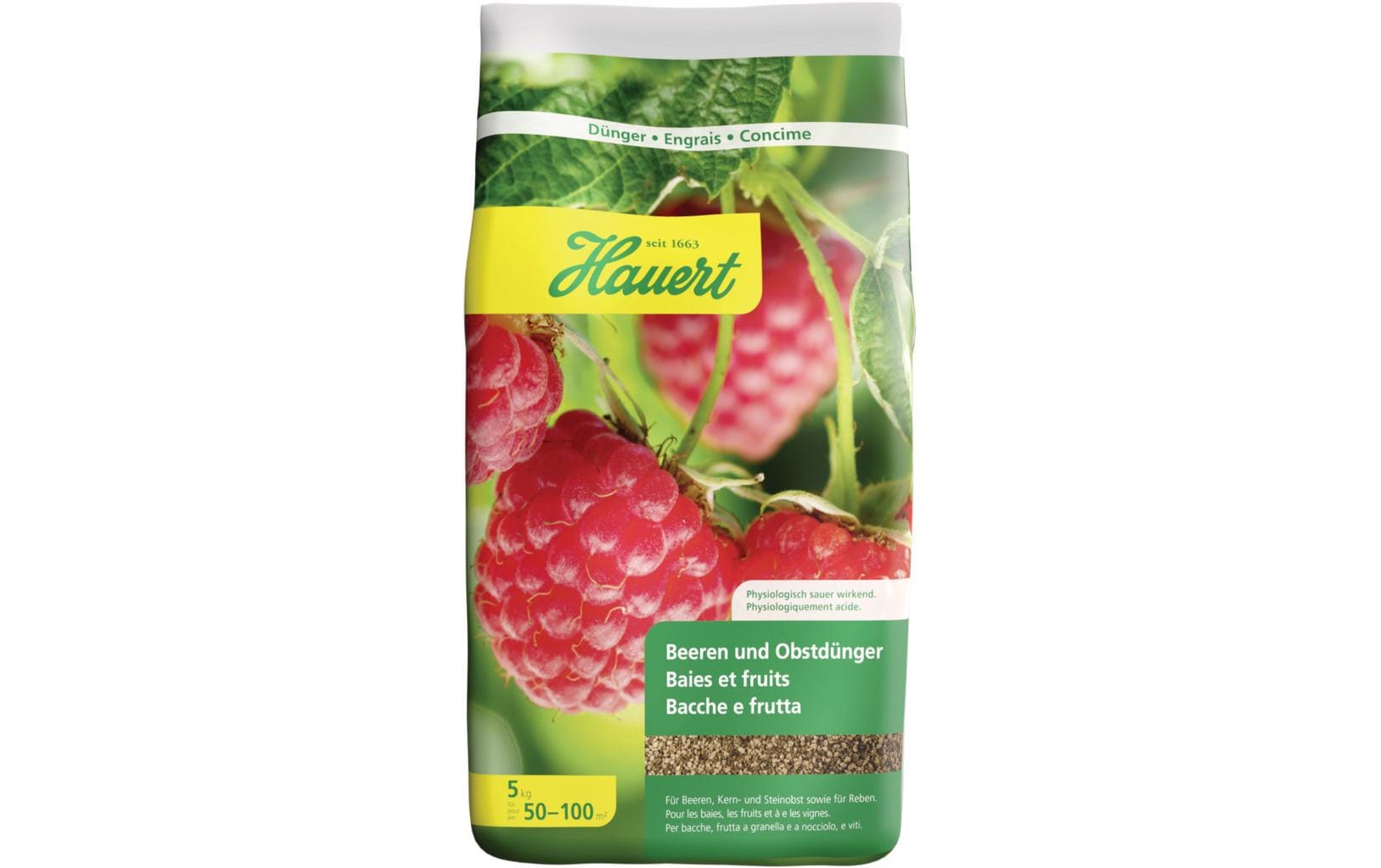 Hauert Mehrnährstoffdünger für Beeren und Obst, Granulat, 5 kg – 1 Tasche