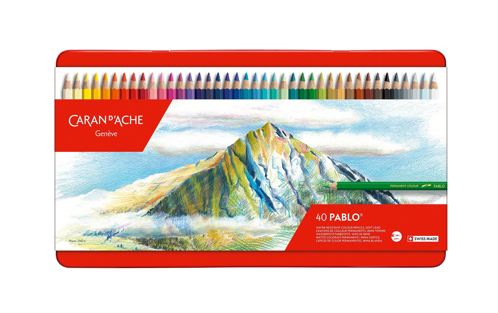 Caran d-Ache Caran d'Ache Buntstifte Pablo – 40 Farben, im Metalletui, Ø 3,8 mm, FSC