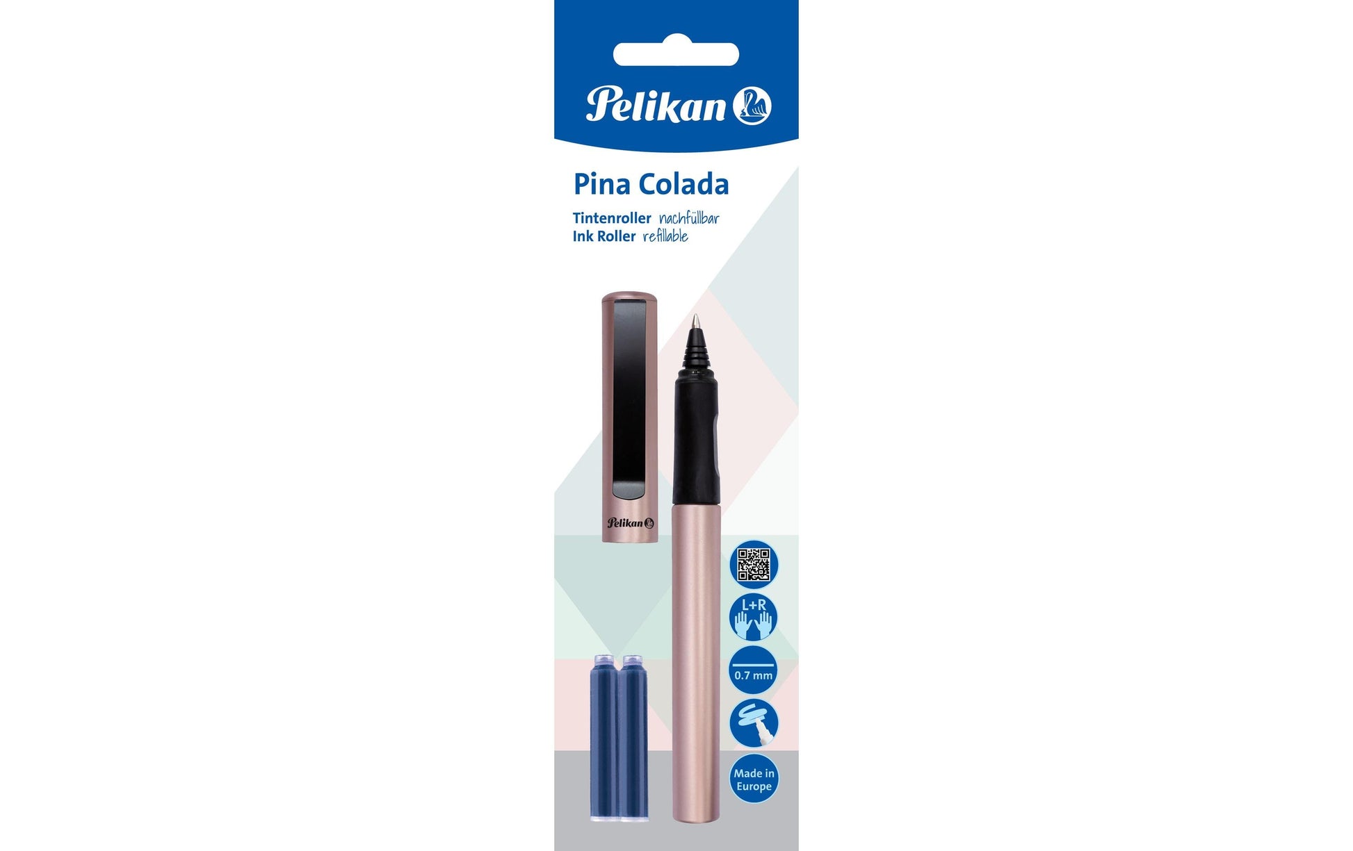 Pelikan Pina Colada Classic – Tintenroller, 0,7 mm, Blau, Kunststoff, Rosa
