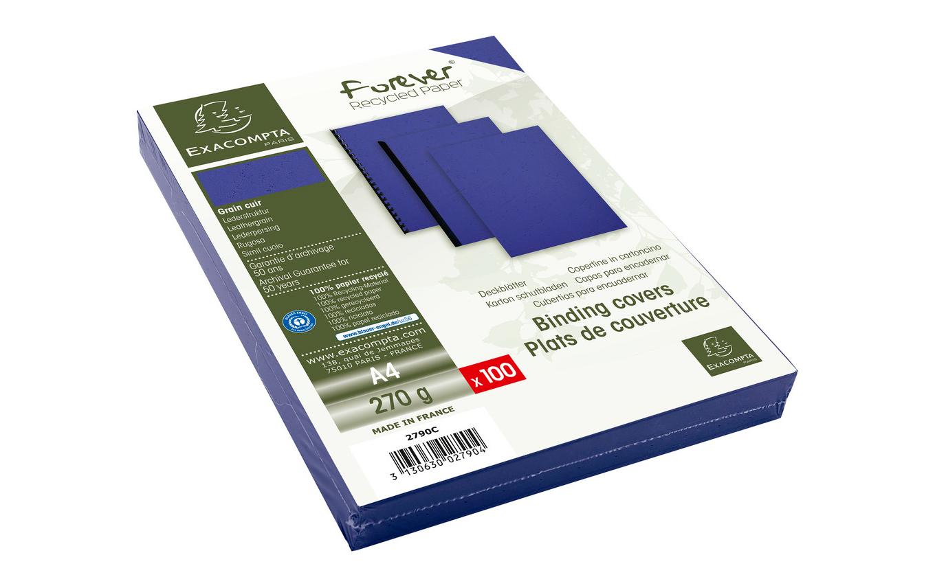 Exacompta Umschlagdeckel – A4 – 270 g/m², Lederstruktur, matt, Karton, blau – 100 Stk.