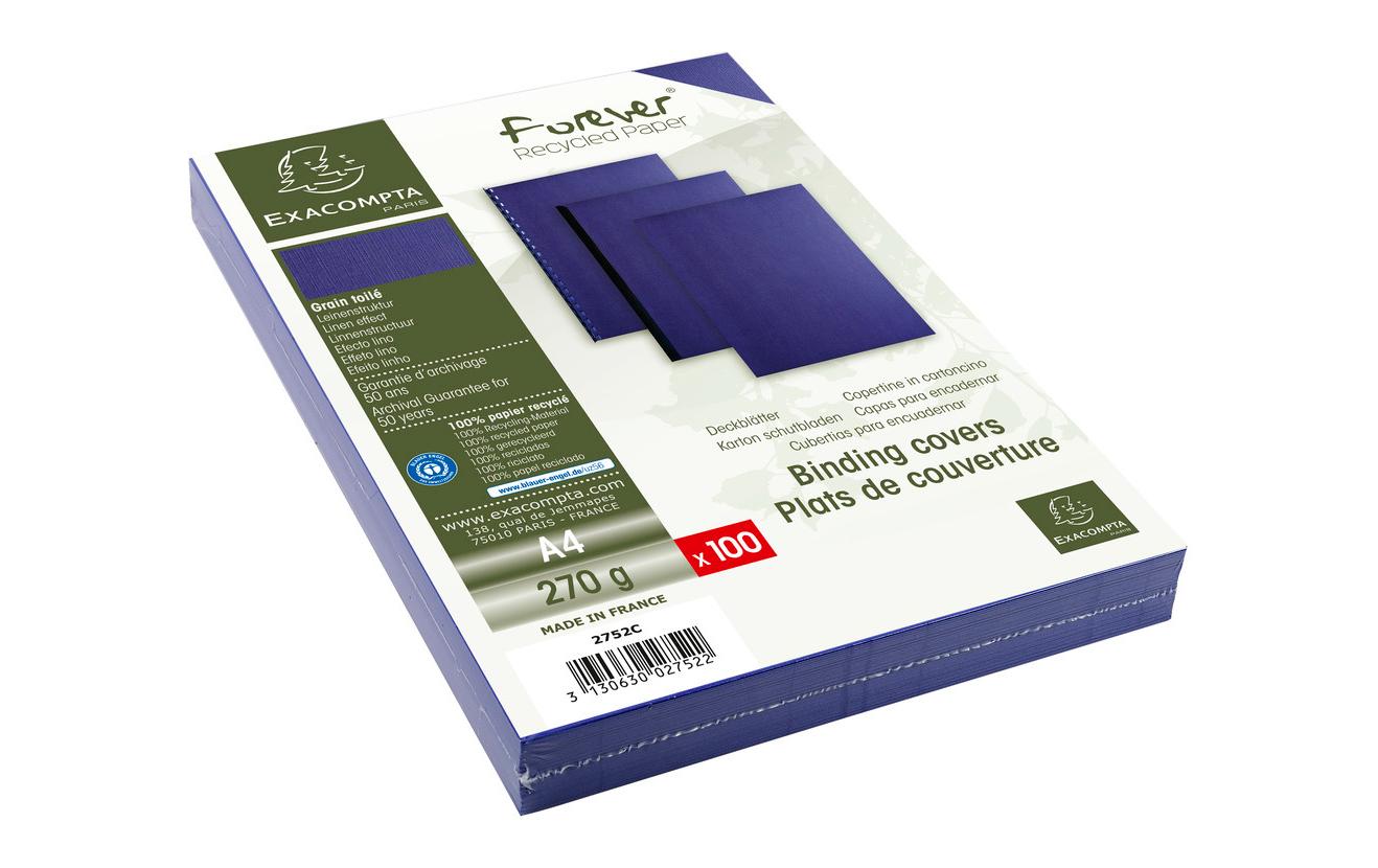 Exacompta Forever Umschlagdeckel – A4 – 270 g/m², Leinenstruktur, Blau – 100 Stk.