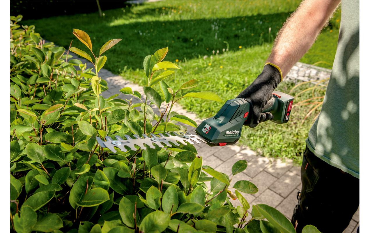 Metabo PowerMaxx SGS 12 Q Akku-Strauchschere – 12 V – Schnittbreite 115 mm – 2×2,0 Ah & Ladegerät