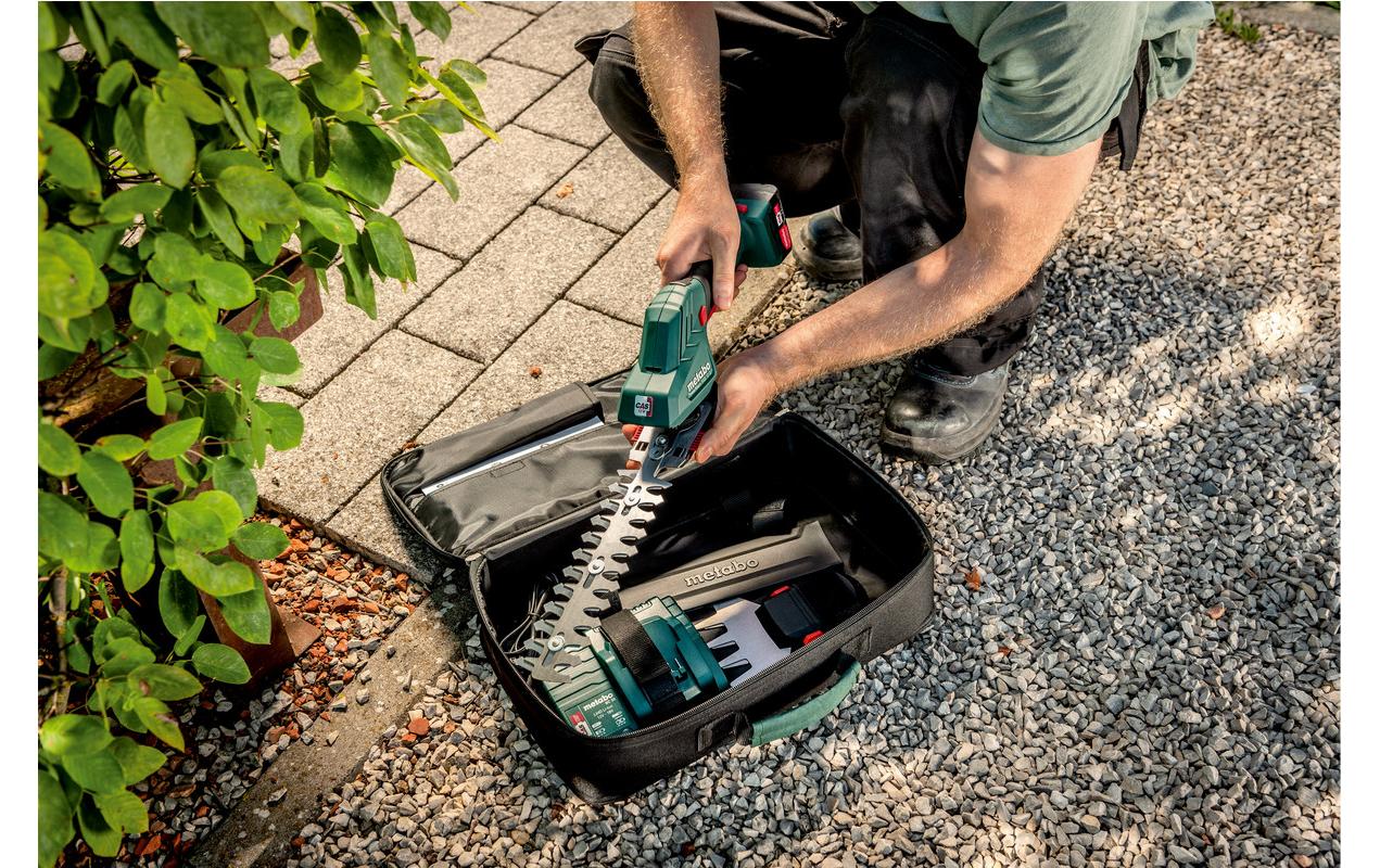 Metabo PowerMaxx SGS 12 Q Akku-Strauchschere – 12 V – Schnittbreite 115 mm – 2×2,0 Ah & Ladegerät