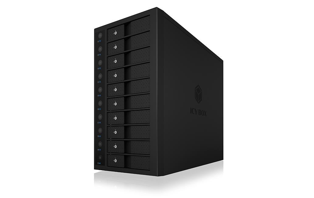 ICY BOX IB-3810-C31 – 10-Bay HDD-Gehäuse – USB 3.2 Gen 2 (10 Gbit/s), Hot-Swap, für 3,5" HDD, SATA III
